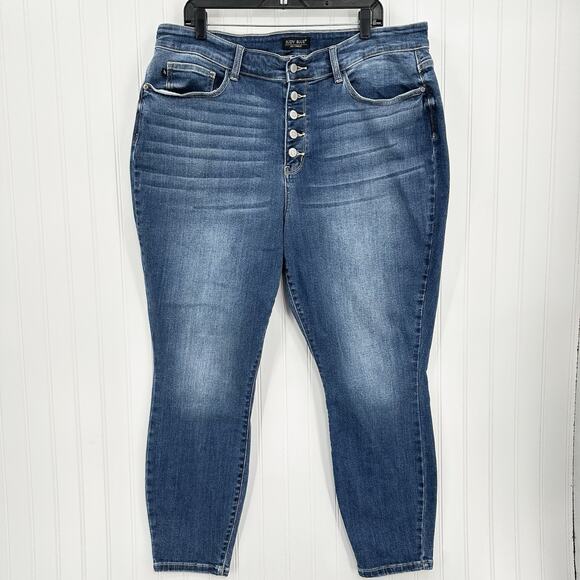 Judy Blue Jeans Womens 22W Skinny High Rise Blue Stretch Denim Button Fly - Picture 1 of 13